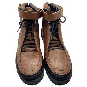 Negash High Top Sneakers Men's Brown Black Leather Round Toe Lace Up Size 9